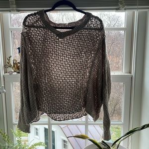 Freepeople Y2K drapey loose woven flowy sand color sweater